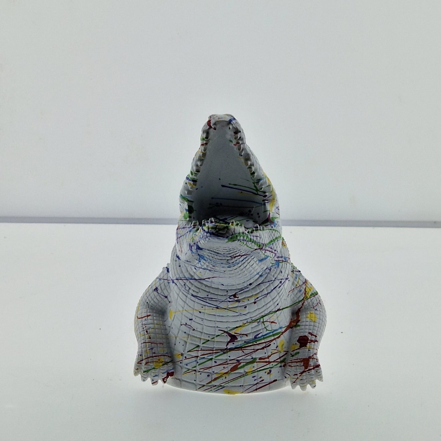 Statut Mini Crocodile blanc Splatch 15x12x18cm - Art du château