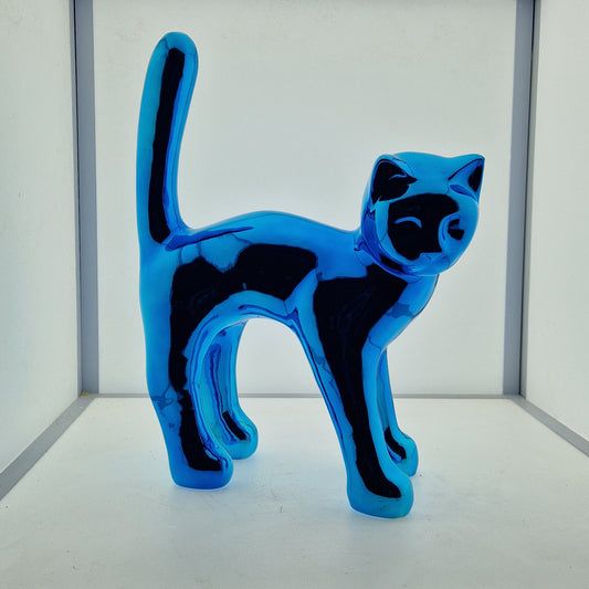 Chat chrome bleu 45cm - Art du château
