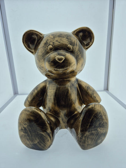 Ourson assis couleur or 38cm