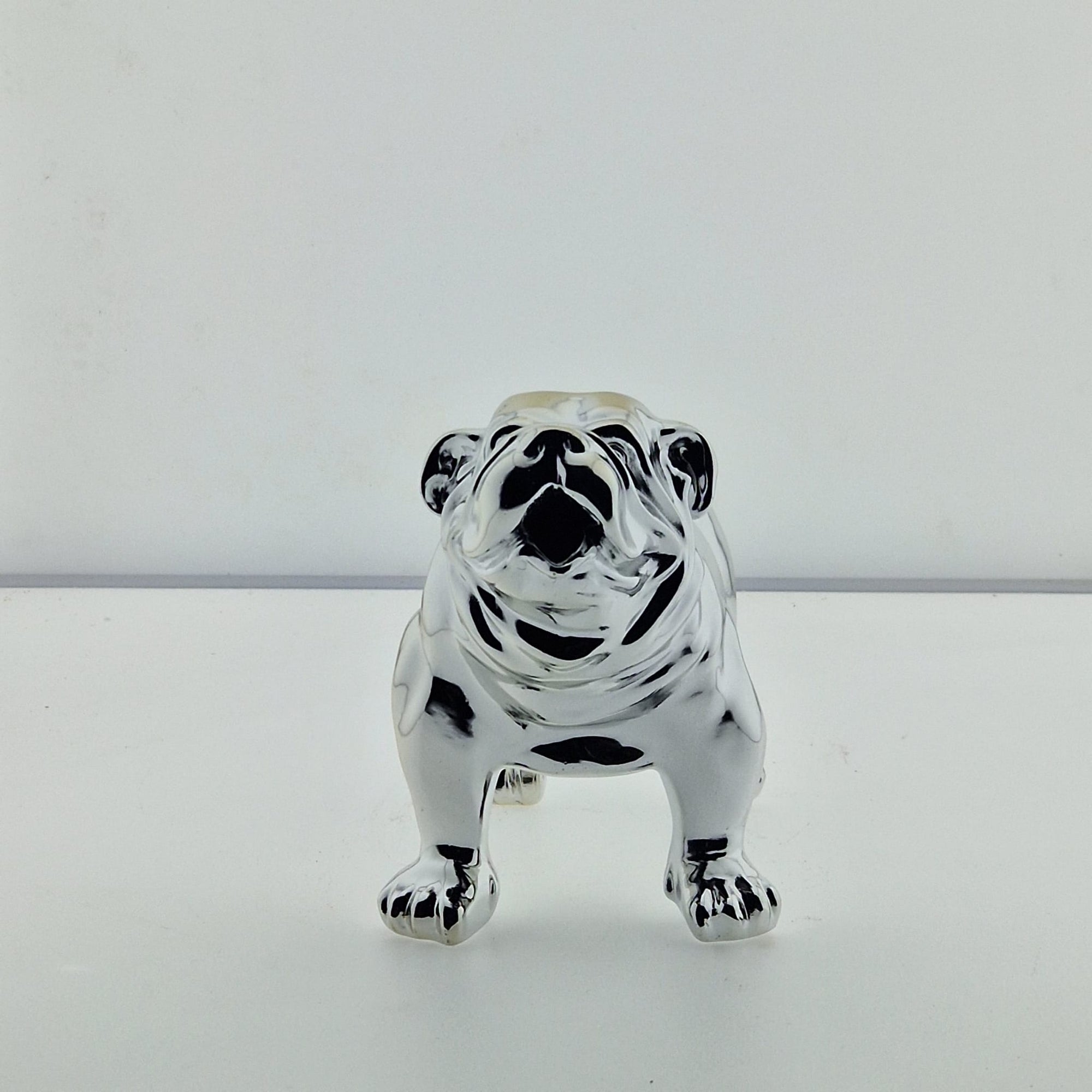 Statut Bouledogue Chrome argent 20x10x14cm - Art du château